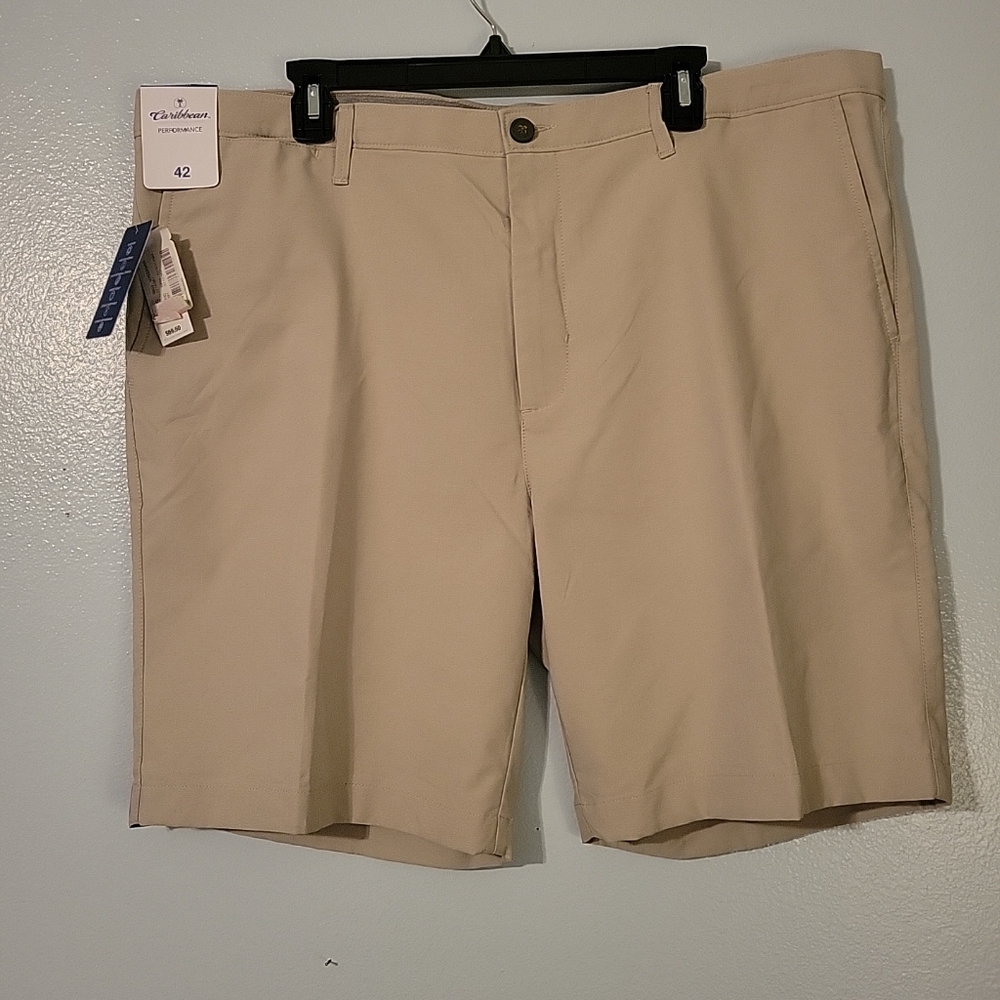 New Mens Carribean Performance Shorts tan 42.